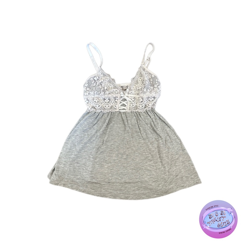 Grey & White Laced Slip